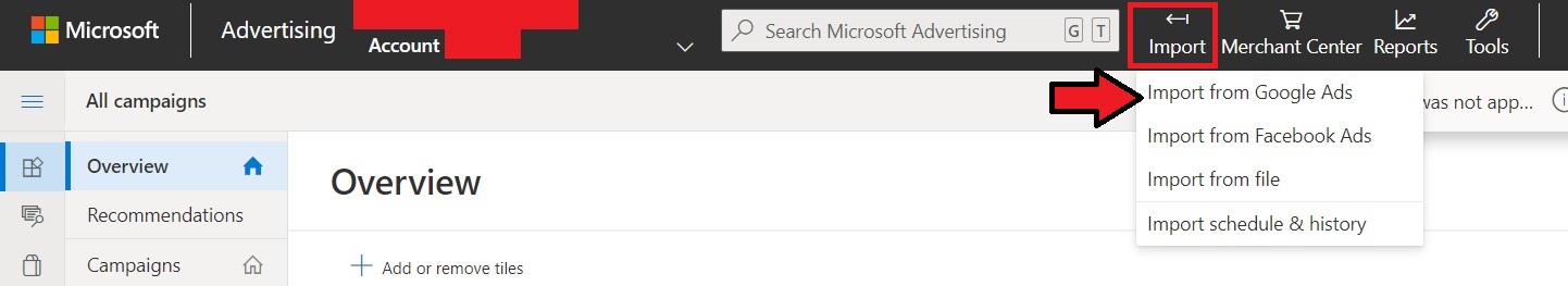 Import from Google Ads