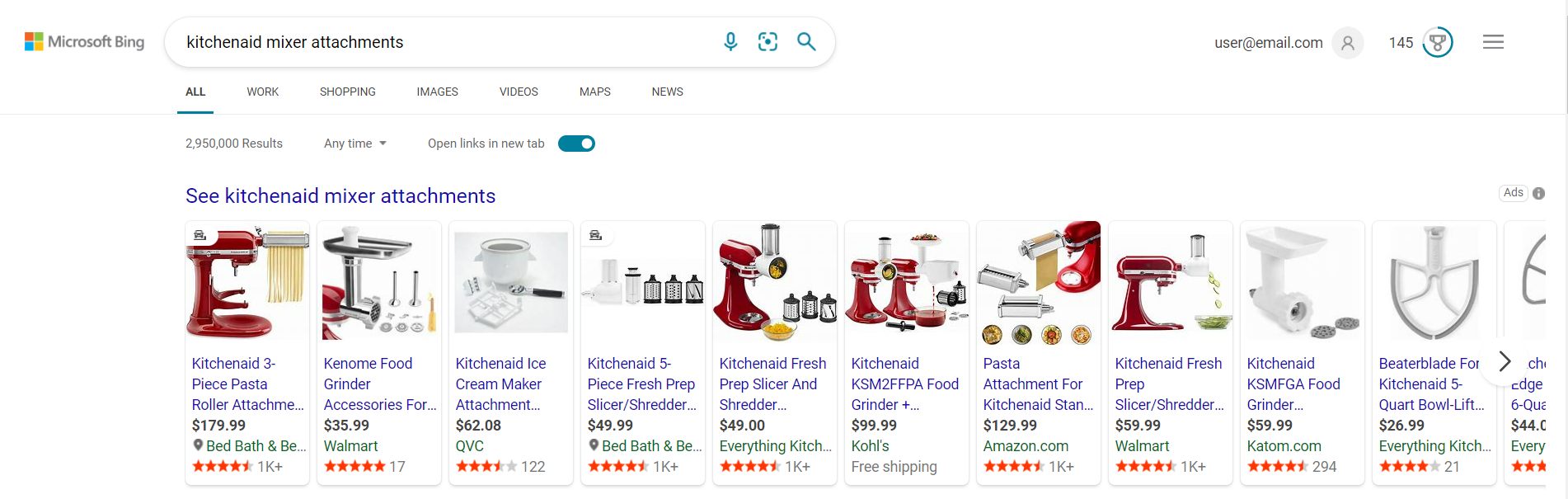 Microsoft Bing Shopping Ads Results Example